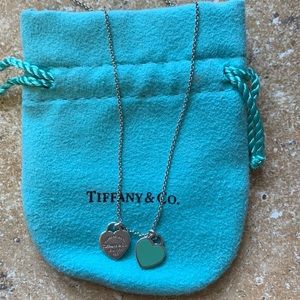 Tiffany Blue Double Heart Tag Pendant in Silver, Mini